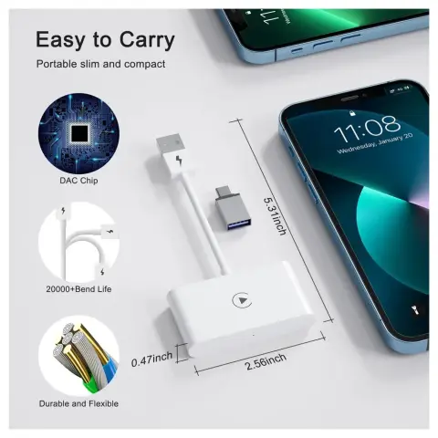 BLACKBIRD Carplay Adapter s Apple multimedijskom glavnom jedinicom (s USB/USB-C priključkom) - BULK