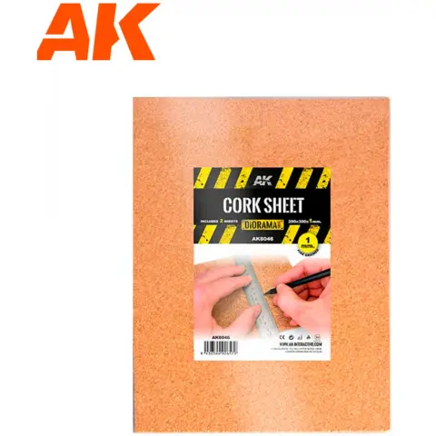 AK INTERACTIVE Corck Sheets - Fine Grained parafa lap 200x300x1mm 2 darabos szett