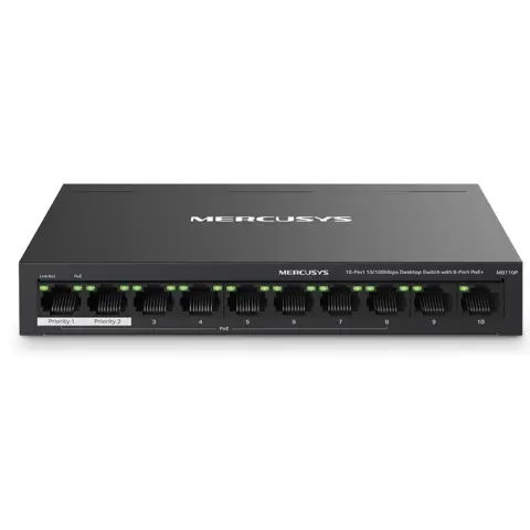 MERCUSYS MS110P 10-Port 10/100Mbps Desktop Switch with 8-Port PoE+