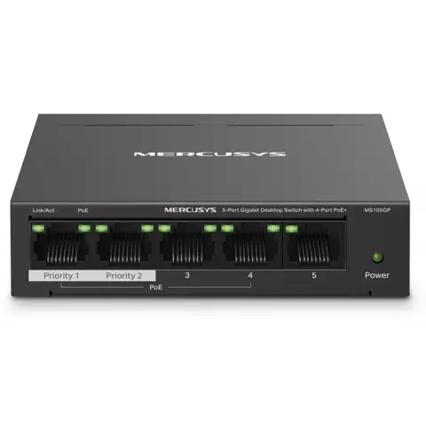 MERCUSYS MS105GP 5-Port Gigabit Desktop Switch with 4-Port PoE+