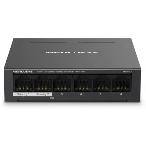 MERCUSYS MS106LP 6-Port 10/100Mbps Desktop Switch with 4-Port PoE+
