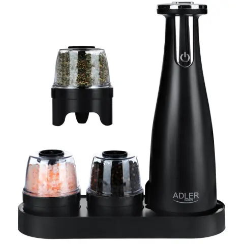 ADLER AD 4449b Elektromos só- és borsőrlő készlet 3 őrlő USB fekete