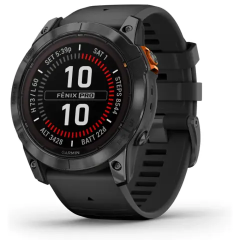 GARMIN Fenix 7X Pro Solar fekete-szilikon szíj szürke