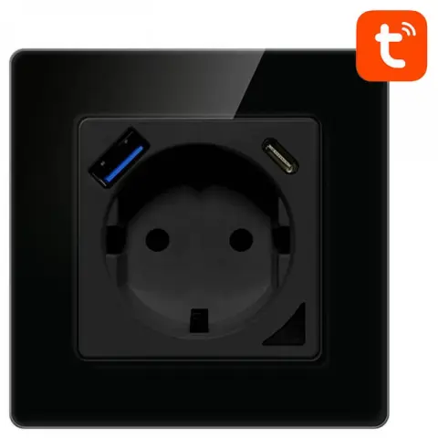 AVATTO N-WOT10-USB-B Smart WiFi fali aljzat USB USB-C fekete