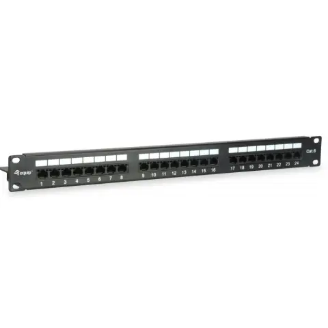 EQUIP 24-Port Cat.6 Unshielded Patch Panel Black 135425