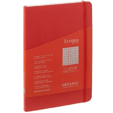 FABRIANO Ecoqua Plus A5 80 lapos kockás notesz piros