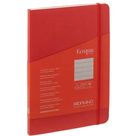 FABRIANO Ecoqua Plus A5 80 lapos vonalas notesz piros