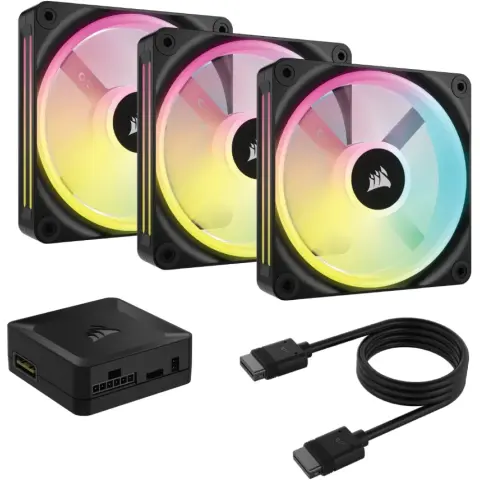 CORSAIR iCUE LINK QX120 RGB 3-piece set with controller black