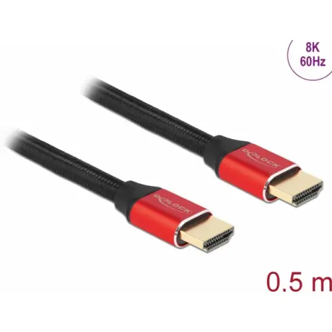 DELOCK HDMI 2.1 Összekötő Fekete-Piros 50cm 85772