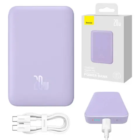 BASEUS Magnetic Mini Power Bank 10000mAh 20W lila
