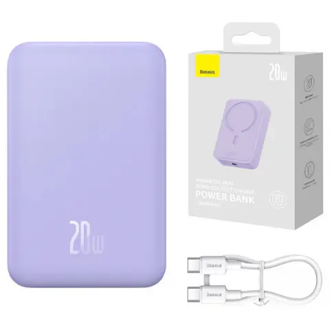 BASEUS Magnetic Mini Power Bank 20000mAh 20W lila