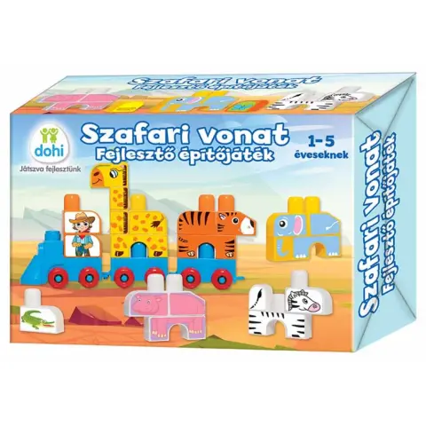 DOHÁNY TOYS Szafari vonat fejlesztő építőjáték