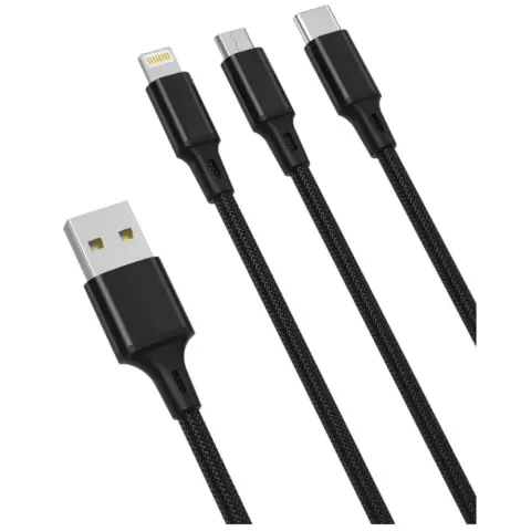 XO USB Lightning + Micro USB + USB Type C adapter black 1.2m 128629