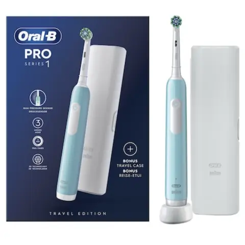 ORAL-B Pro 1 Cross Action Elektromos Fogkefe + utazótok világoskék