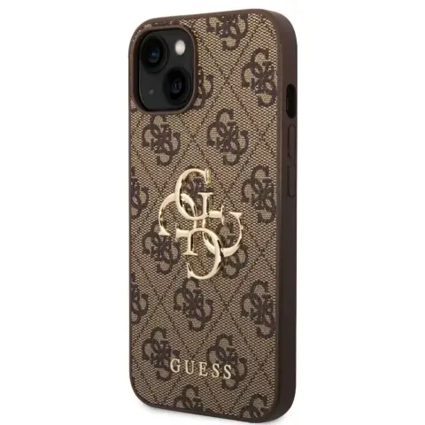 GUESS PU 4G Metal Logo tok iPhone 15 barna