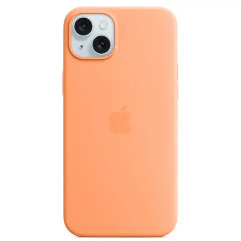 APPLE Silikonski ovitek z MagSafe pritrditvijo za iPhone 15 Plus pomarančni sorbet