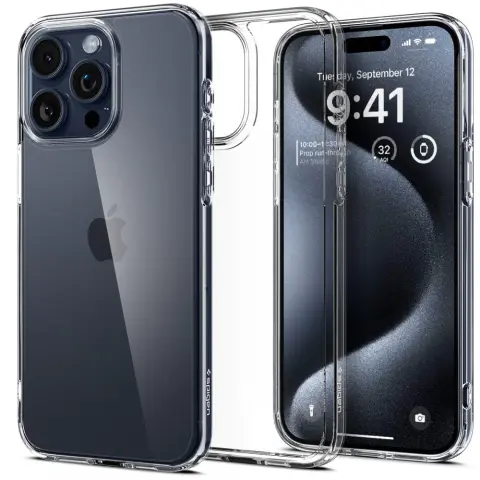 SPIGEN Ultra Hybrid hrbtni ovitek za iPhone 15 Pro prozoren