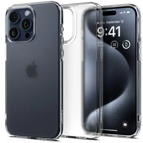 SPIGEN Ultra Hybrid hrbtni ovitek za iPhone 15 Pro mat prozoren