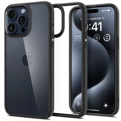 SPIGEN Ultra Hybrid hrbtni ovitek za iPhone 15 Pro prozorno-črn