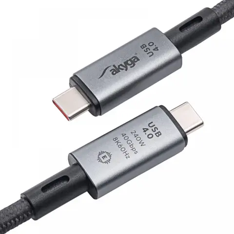 AKYGA USB 4.0 Type C Összekötő Szürke 1m AK-USB-45