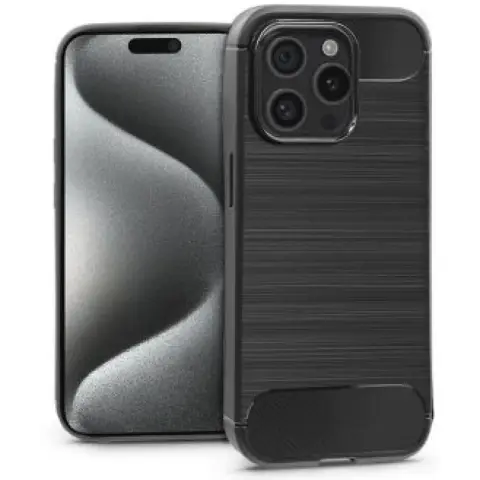 HAFFNER Carbon szilikon hátlap iPhone 15 Pro fekete