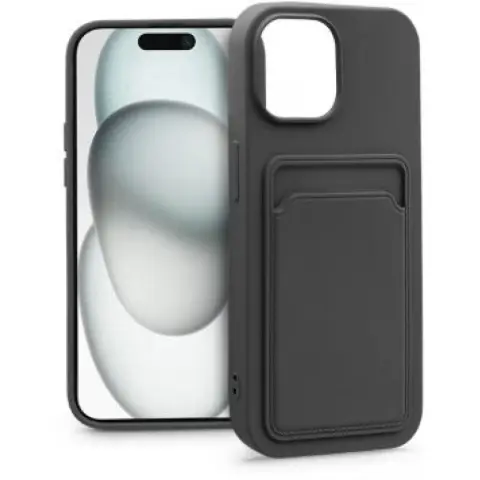 HAFFNER Card Case silikonski zadnji ovitek za iPhone 15 Plus črn