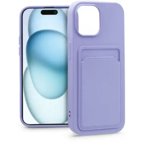 HAFFNER Card Case silikonski zadnji ovitek za iPhone 15 Plus vijoličen