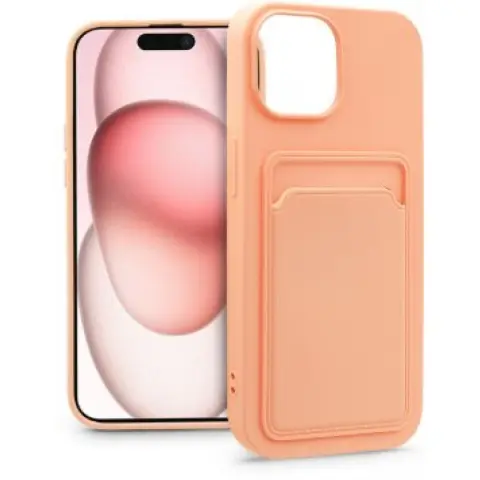 HAFFNER Card Case silikonski zadnji ovitek za iPhone 15 Plus rožnat