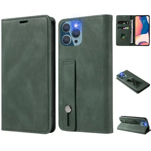 WOOZE Business Plus side-opening case iPhone 13 Pro Max dark green