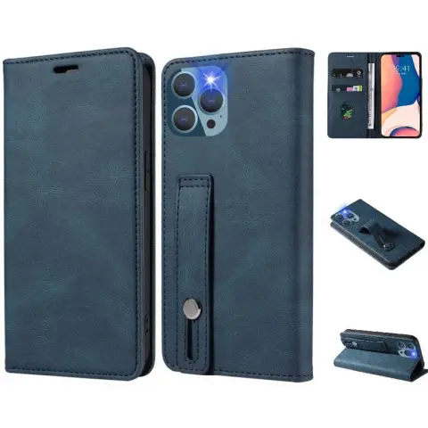 WOOZE Business Plus side-opening case iPhone 13 Pro Max blue