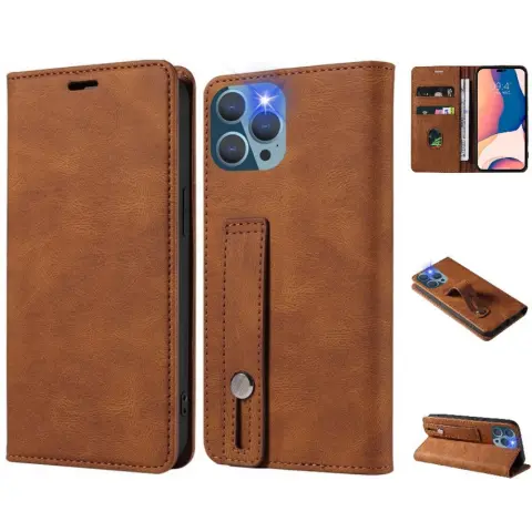 WOOZE Business Plus oldalra nyíló tok iPhone 13 Pro Max barna