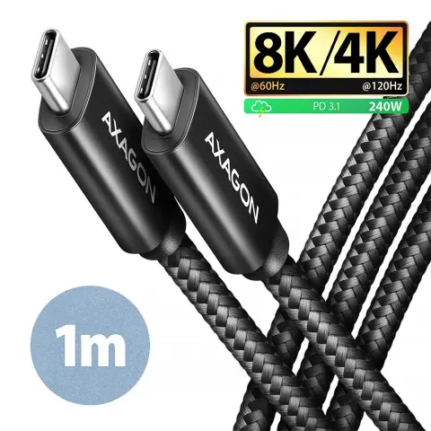 AXAGON USB 4.0 Type C Összekötő Fekete 1m BUCM4X-CM10AB