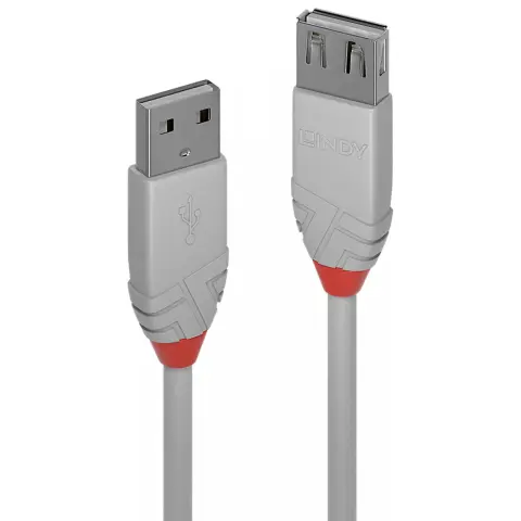 LINDY USB Hosszabbító Szürke 20cm 36710