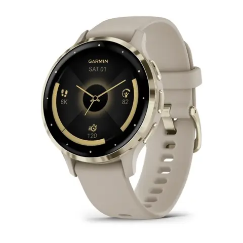 GARMIN Venu 3S francia szürke-krémarany szilikon szíjjal