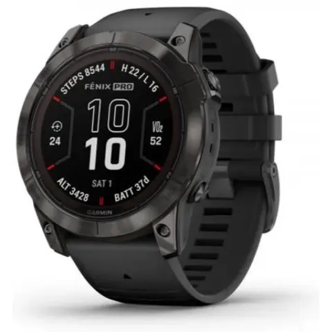 GARMIN Fenix 7X Pro Sapphire Solar szürke-fekete szilikon szíjjal
