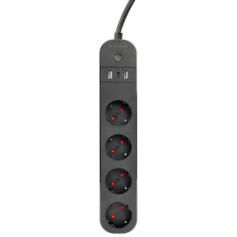 GEMBIRD TSL-PS-S4U-01 Razdjelnik 4 utičnice 2x USB 1.5m crni s prekidačem