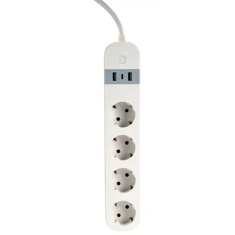 GEMBIRD TSL-PS-S4U-01-W Razdjelnik s 4 utičnice 2x USB 1.5m bijeli s prekidačem