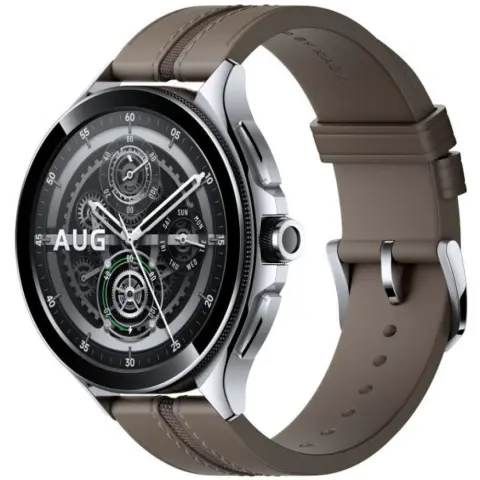 XIAOMI Watch 2 Pro ezüst tok barna szíjjal