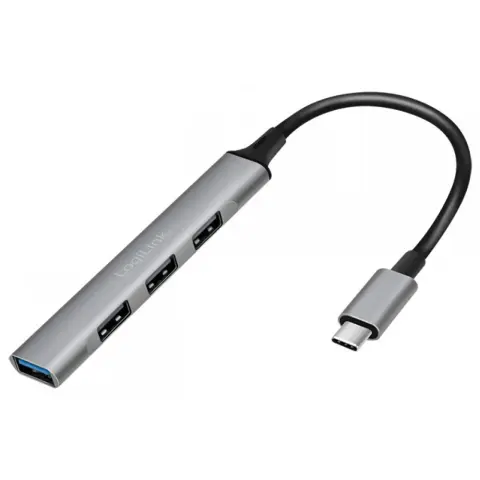 LOGILINK USB 3.2 Gen1 Type C 4-port slim hub with aluminum casing
