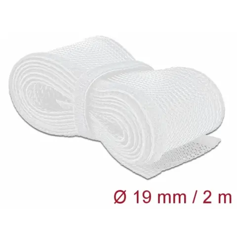 DELOCK Braided cable sleeve with hook-and-loop fastener 2 m x 19 mm white