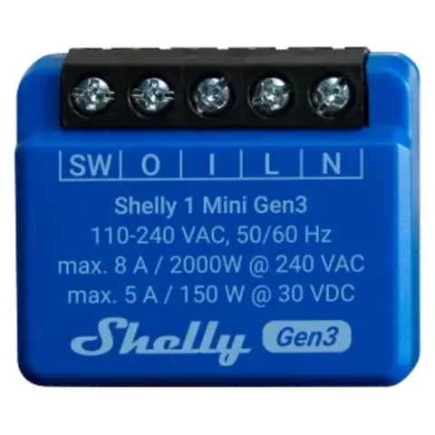 SHELLY Plus 1 Mini Gen3 egy áramkörös WiFi + Bluetooth okosrelé