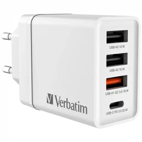 VERBATIM 4-Port USB Wall Charger 30W white