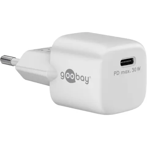GOOBAY USB-C PD GaN Fast Charger Nano (30 W) fehér