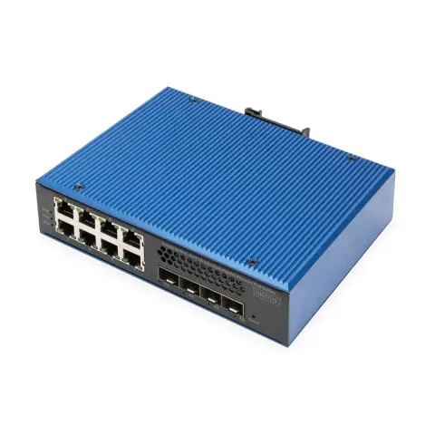 DIGITUS DN-651161 Ipari 8+4 10G Uplink L3 managed Gigabit PoE Switch