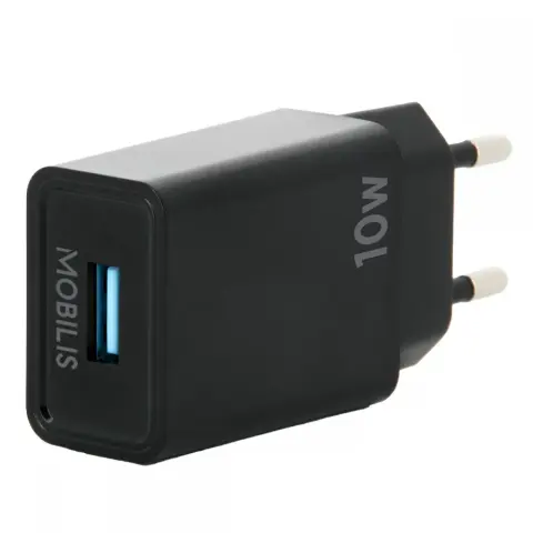 MOBILIS Fast Wall Charger - 10.5W - USB-A for Smartphone & Tablet black