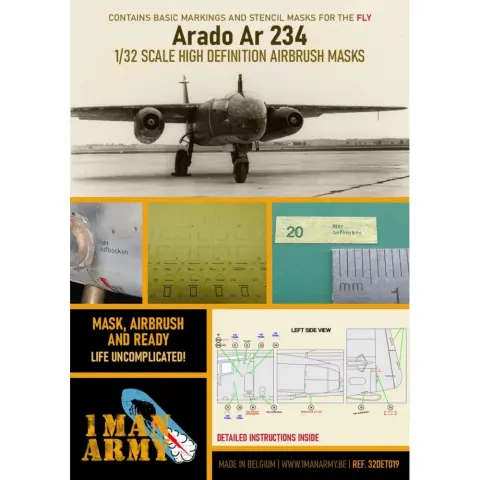 1MANARMY Airbrush maszkoló fólia 1/32 Fly Arado Ar 234 katonai repülőgép modellhez
