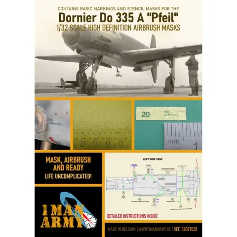 1MANARMY Airbrush maszkoló fólia 1/32 Dornier Do 335 A Pfeil katonai repülőgép modellhez