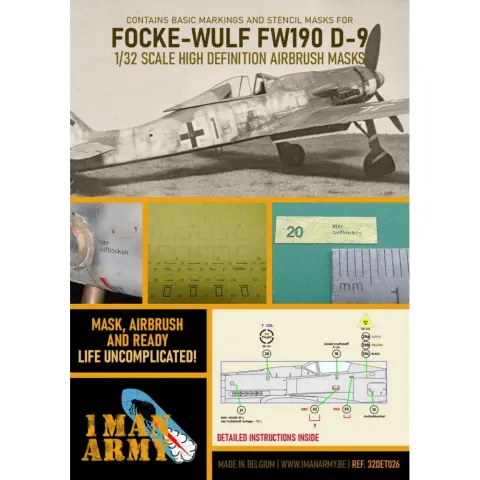 1MANARMY Airbrush maszkoló fólia 1/32 Focke Wulf 190 D9 katonai repülőgép modellhez