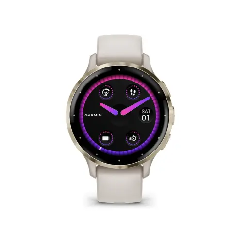 GARMIN Venu 3S francia szürke-krémarany bőr és szilikon szíjjal