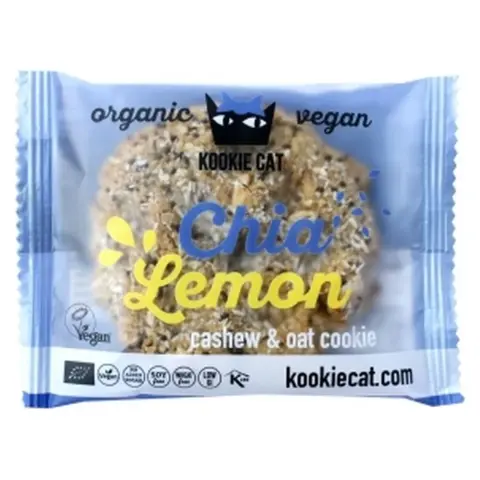 Kookie Cat bio vegán gluténmentes chia és citrom kesudiós zabkeksz 50 g